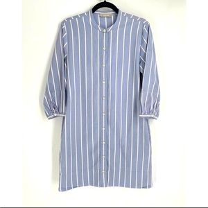 Everlane Blue & White Striped 100% Cotton Button Mini Shirt Dress Size 6